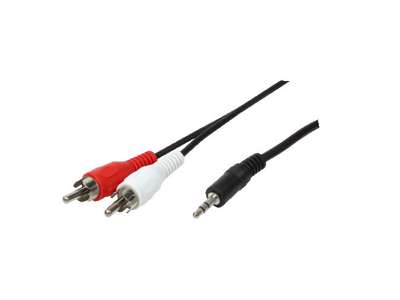 LogiLink 1x3.5mm - 2xRCA, 5m lydkabel 3.5mm Sort