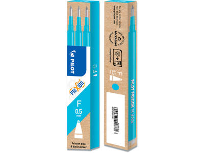 Rollerball gelpen refill, 0.5 mm, 0.25 mm, Lyseblå, Pilot FriXion BLS-FR5-S3-LB