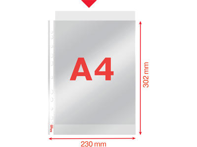 Plastlomme, A4, Åben top, 0.105 mm, 100 stk, Esselte 