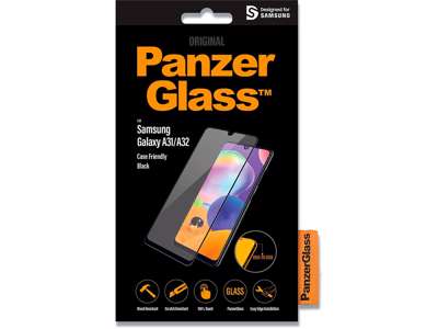 Skærmbeskyttelse, Samsung Galaxy A31/A32 4G, Sort, 1 stk, PanzerGlass Case Friendly 