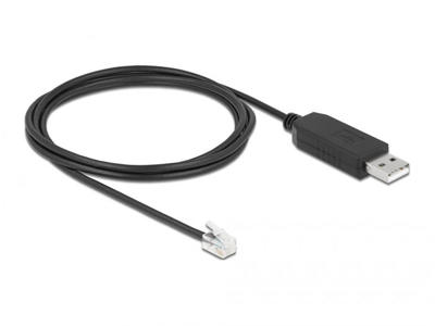 DeLOCK 66734 kabel kønsskifter RJ-9 USB 2.0 Type-A Sort