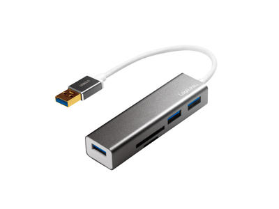 LogiLink UA0306 dockingstation USB 3.2 Gen 1 (3.1 Gen 1) Type-A Sølv, Hvid