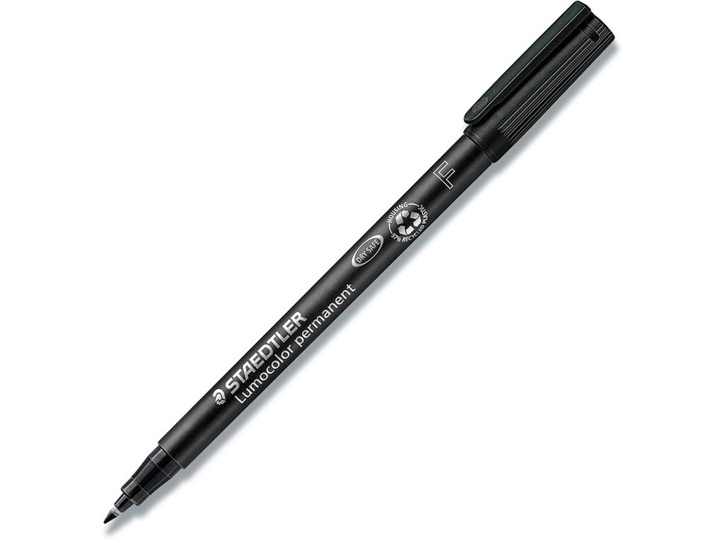 Marker, Rund spids, 0.6 mm, Sort, Staedtler Lumocolor 318 F