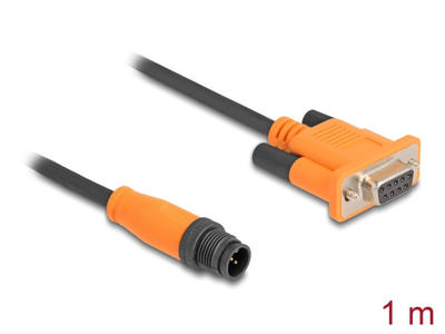 DeLOCK 66745 serielkabel Sort, Orange 1 m M12 plug 5 pin D-Sub 9 pin