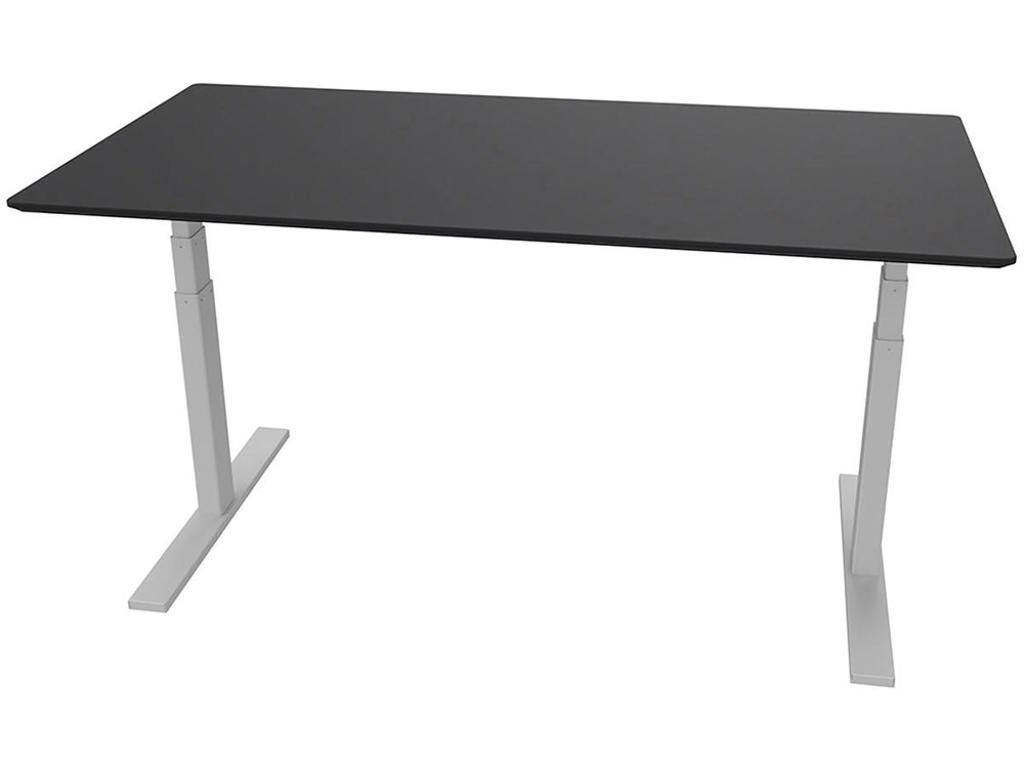 Skrivebord, 180 cm, 90 cm, Bordplade: Sort linoleum, Alu stel 