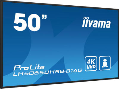 iiyama LH5075UHS-B1AG skilte display Digital fladpaneldisplay 125,7 cm (49.5") LCD Wi-Fi 500 cd/m² 4K Ultra HD Sort Indbygget processer Android 11 24/7