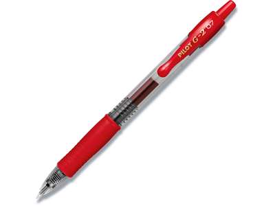 Rollerball gelpen, 0.7 mm, 0.32 mm, Rød, Pilot G-2 Medium BL-G2-7-R