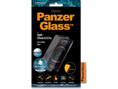 Skærmbeskyttelse, iPhone 12/iPhone 12 Pro, Sort, 1 stk, PanzerGlass Antibacterial - AntiGlare 