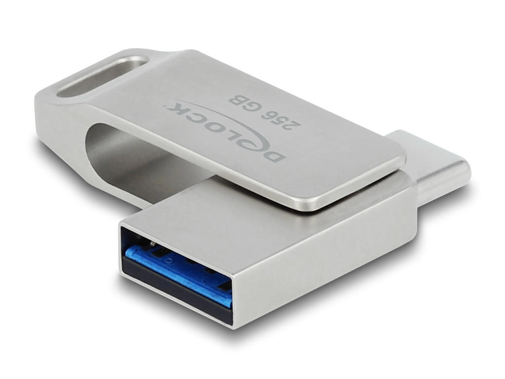 DeLOCK 54008 USB-nøgle 256 GB USB Type-A / USB Type-C 3.2 Gen 1 (3.1 Gen 1) Grå