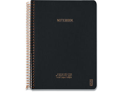 Notesblok, A5, Linjeret, Black, Kozo Premium