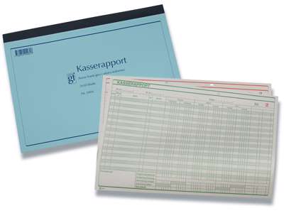 Kasserapport, Kasse-bank-giro+ekstra kolonne+bevægelser, 297x210 mm, 2x50 blade, GF 