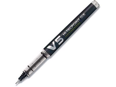 Rollerball pen, 0.5 mm, 0.3 mm, Sort, Pilot Hi-Tecpoint V5 Fine BXC-V5-B