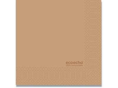 Servietter, 3 lag, Brun, 33x33 cm, 1000 stk, Duni Ecoecho