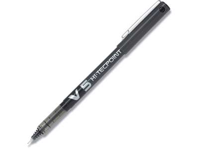 Rollerball pen, 0.5 mm, 0.3 mm, Sort, Pilot Hi-Tecpoint V5 Fine BX-V5-B