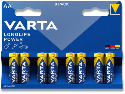 Batteri, AA, 1.5 V, 8 stk, Varta Longlife Power