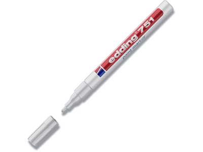 Paint marker, 1-2 mm, Hvid, Rund spids, Edding Paint 751