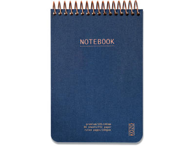 Notesblok, A6, Linjeret, Navy, Kozo Premium