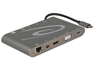 DeLOCK 87297 dockingstation USB 3.2 Gen 2 (3.1 Gen 2) Type-C Grå