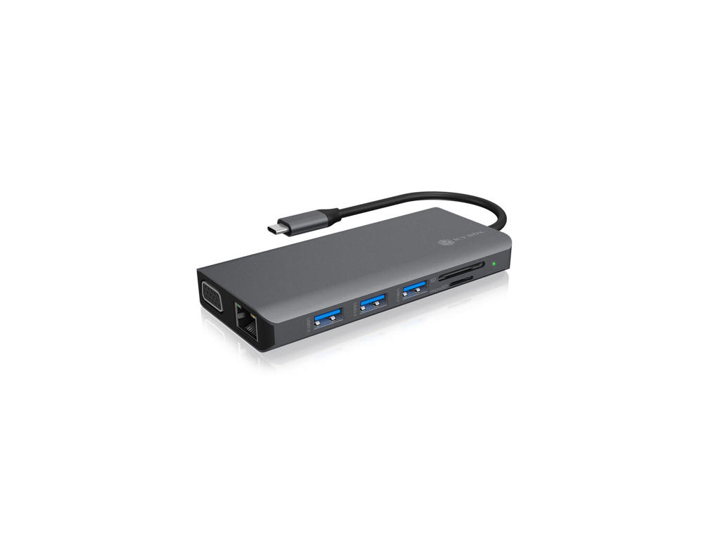 ICY BOX IB-DK4070-CPD Ledningsført USB 3.2 Gen 1 (3.1 Gen 1) Type-C Anthracit, Sort