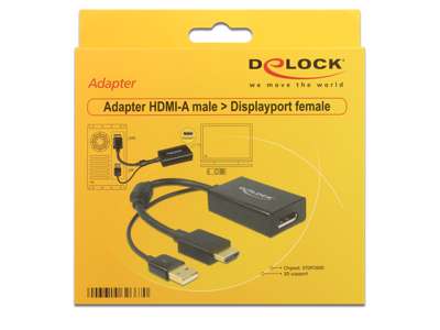 DeLOCK 0.245m HDMI+USB2.0-A/DisplayPort 0,254 m HDMI + USB Sort