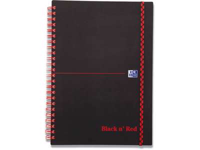 Notesblok, A5, Linjeret, Sort-rød, Oxford Black n´Red Scribzee