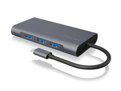 ICY BOX IB-DK4040-CPD Ledningsført USB 3.2 Gen 1 (3.1 Gen 1) Type-C Anthracit, Sort