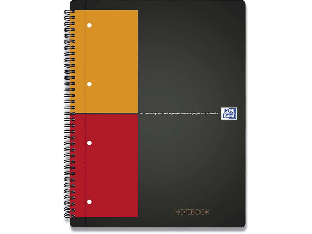 Notesblok, A4+, Kvadreret, Sort-rød-orange, Oxford International NoteBook Scribzee