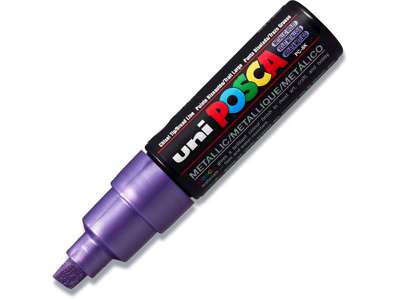 Paint marker, 8 mm, Metallic violet, Skrå spids, uni Posca PC-8K