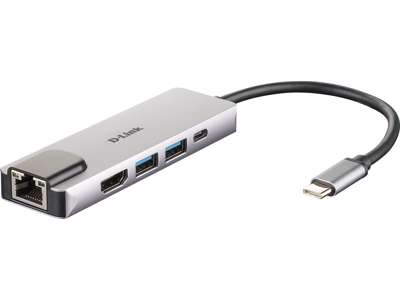 D-Link DUB-M520 dockingstation Ledningsført Thunderbolt 3 Aluminium, Sort