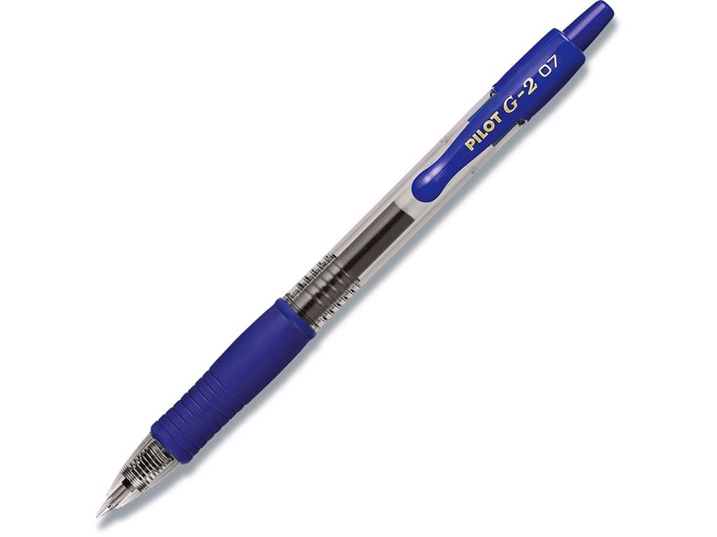 Rollerball gelpen, 0.7 mm, 0.32 mm, Blå, Pilot G-2 Medium BL-G2-7-L