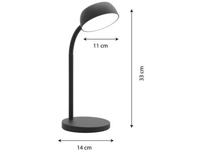 Bordlampe, Sort, Med fod, LED, Unilux Tamy