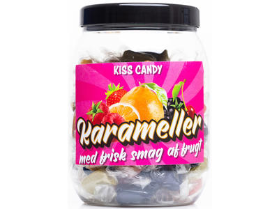 Karameller, Blandet frugt, 600g, Kiss Candy