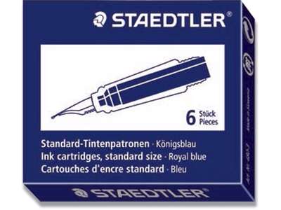 Fyldepen refill, Patroner, Blå, 6 stk pr pakke, Staedtler 480