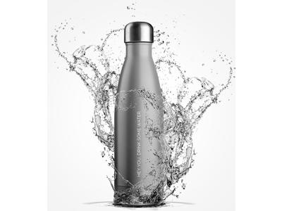 Vandflaske, Thermoeffekt, Matte Grey, 500 ml, Jobout 