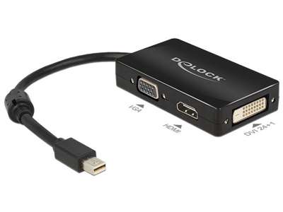 DeLOCK 0.16m DisplayPort/VGA + HDMI + DVI 0,16 m Mini DisplayPort VGA (D-Sub)+ HDMI + DVI Sort