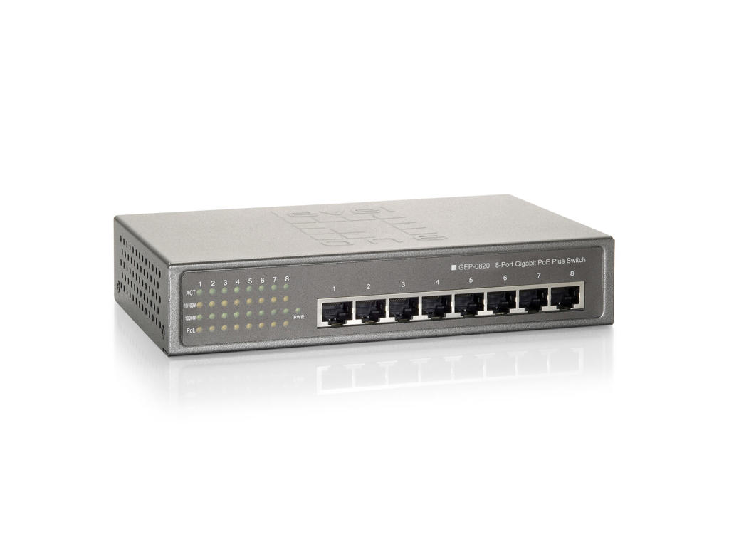 LevelOne GEP-0820W90 netværksswitch Gigabit Ethernet (10/100/1000) Strøm over Ethernet (PoE) Grå