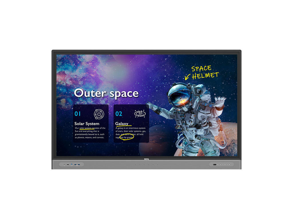 BenQ RM6503 Interaktivt fladpanel 165,1 cm (65") LED 400 cd/m² 4K Ultra HD Sort Berøringsskærm Indbygget processer Android 9 18/7