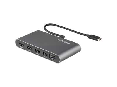 StarTech.com TB3DKM2HDL dockingstation Ledningsført Thunderbolt 3 Grå