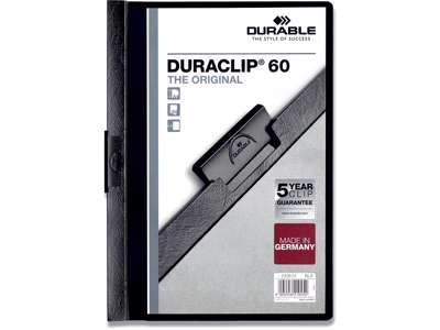 Klemmappe, 60 stk, Sort, Transparent forside, Durable DURACLIP 60