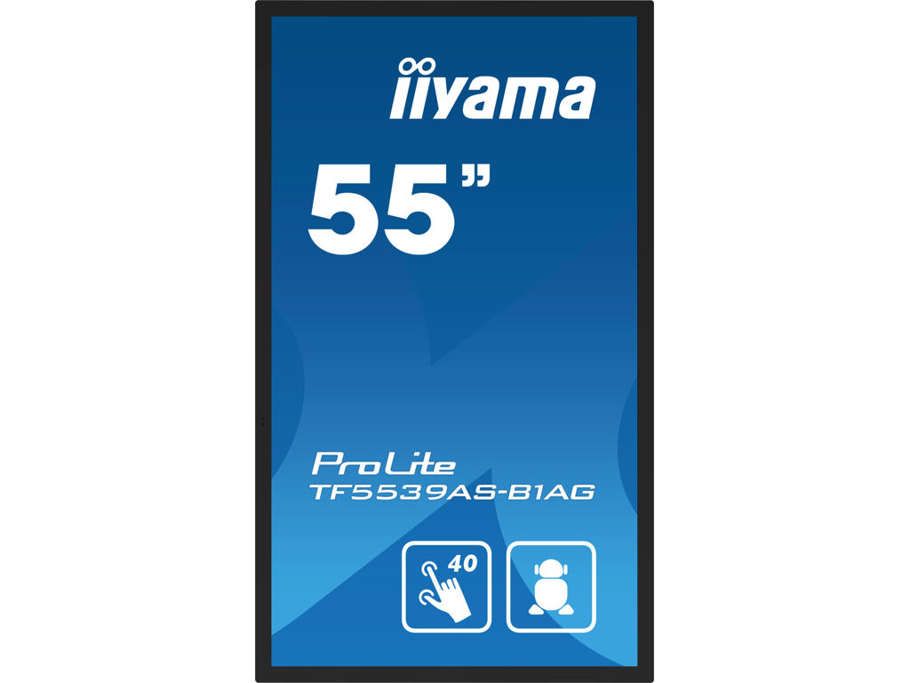 iiyama TF5539AS-B1AG skilte display Digital fladpaneldisplay 138,7 cm (54.6") LED 500 cd/m² 4K Ultra HD Sort Berøringsskærm Indbygget processer Android 24/7