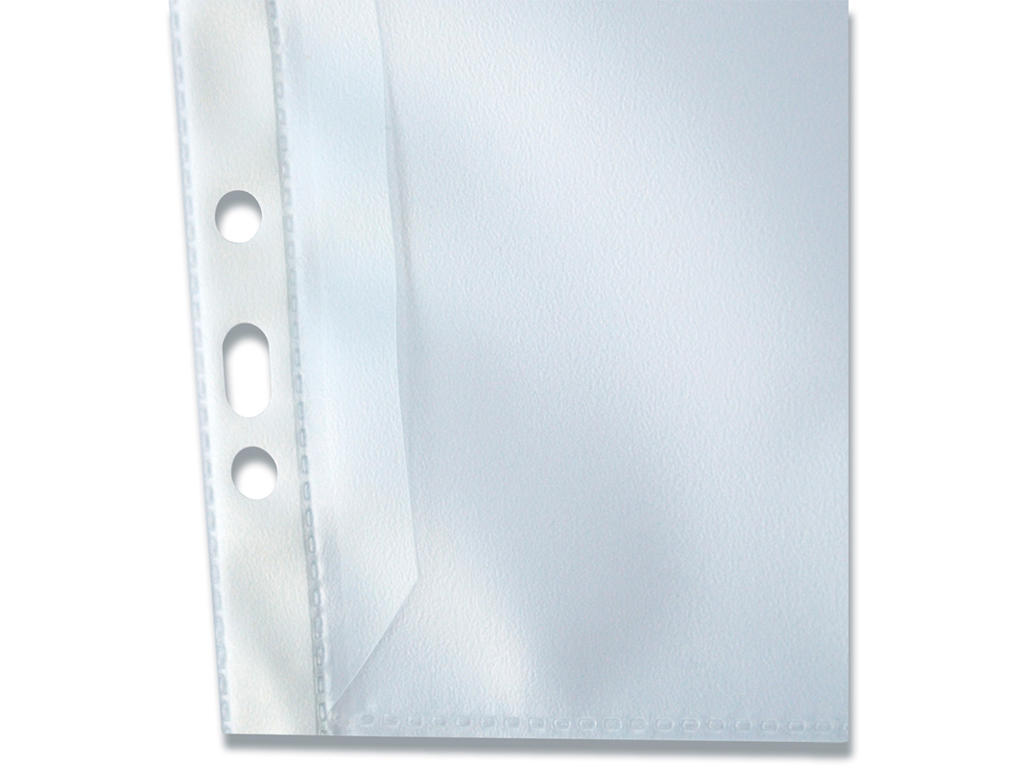 Plastlomme, Med flap, A4, 120 micron, Præget, Transparent, 100 stk, Oxford