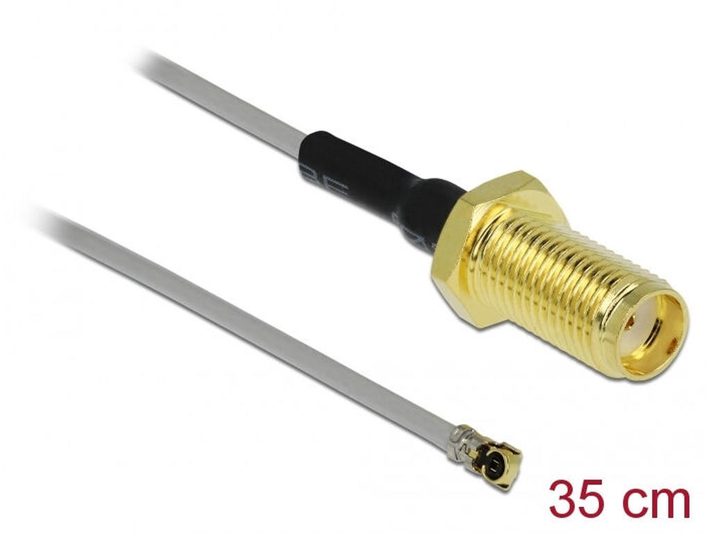 DeLOCK 90398 koaxial kabel 0,35 m SMA MHF Sort, Guld, Grå