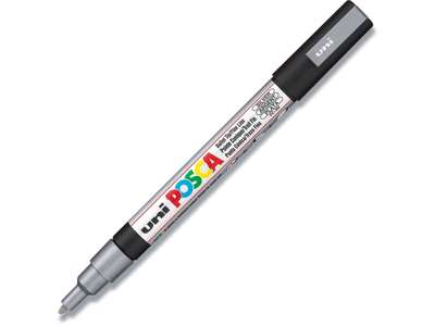 Paint marker, 0.9-1.3 mm, Sølv, Rund spids, uni Posca PC-3M