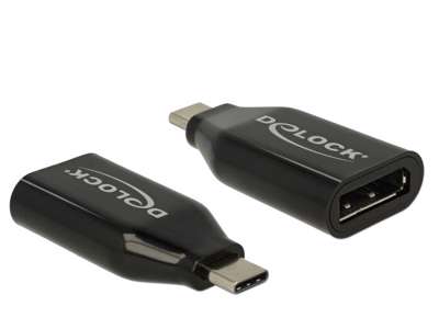 DeLOCK 64151 kabel kønsskifter DisplayPort USB Type-C Sort