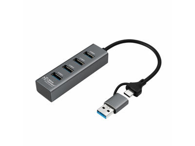 Microconnect USBHUB4-2IN1 interface hub USB 3.2 Gen 1 (3.1 Gen 1) Type-A 5000 Mbit/s Sort