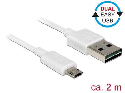 DeLOCK 84808 USB-kabel USB 2.0 2 m USB A Micro-USB B Hvid