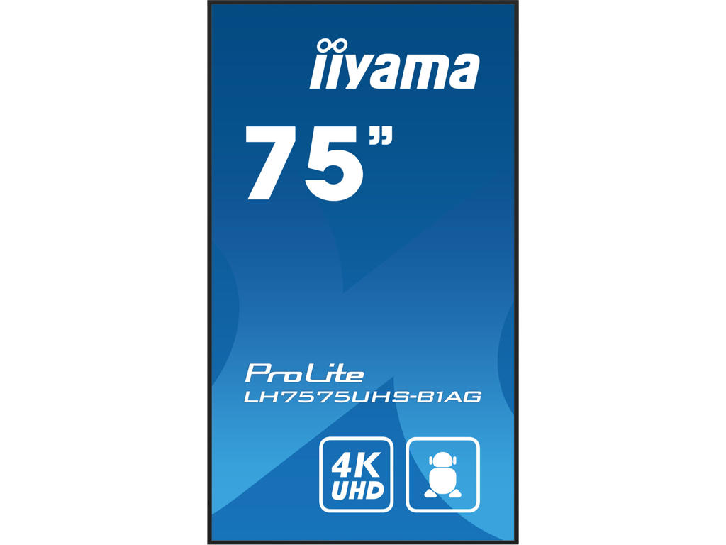 iiyama LH7575UHS-B1AG skilte display Digital fladpaneldisplay 190,5 cm (75") LCD Wi-Fi 500 cd/m² 4K Ultra HD Sort Indbygget processer Android 11 24/7