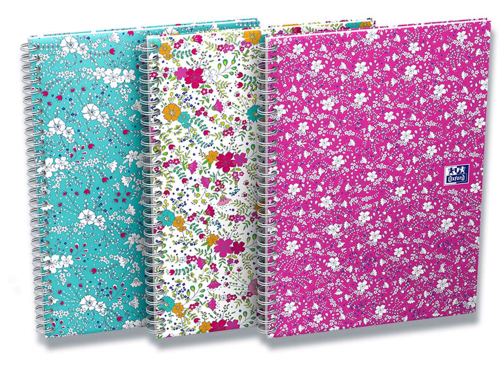 Notesblok, A5, Linjeret, Assorterede blomstermotiv, Oxford Floral Notebook Scribzee