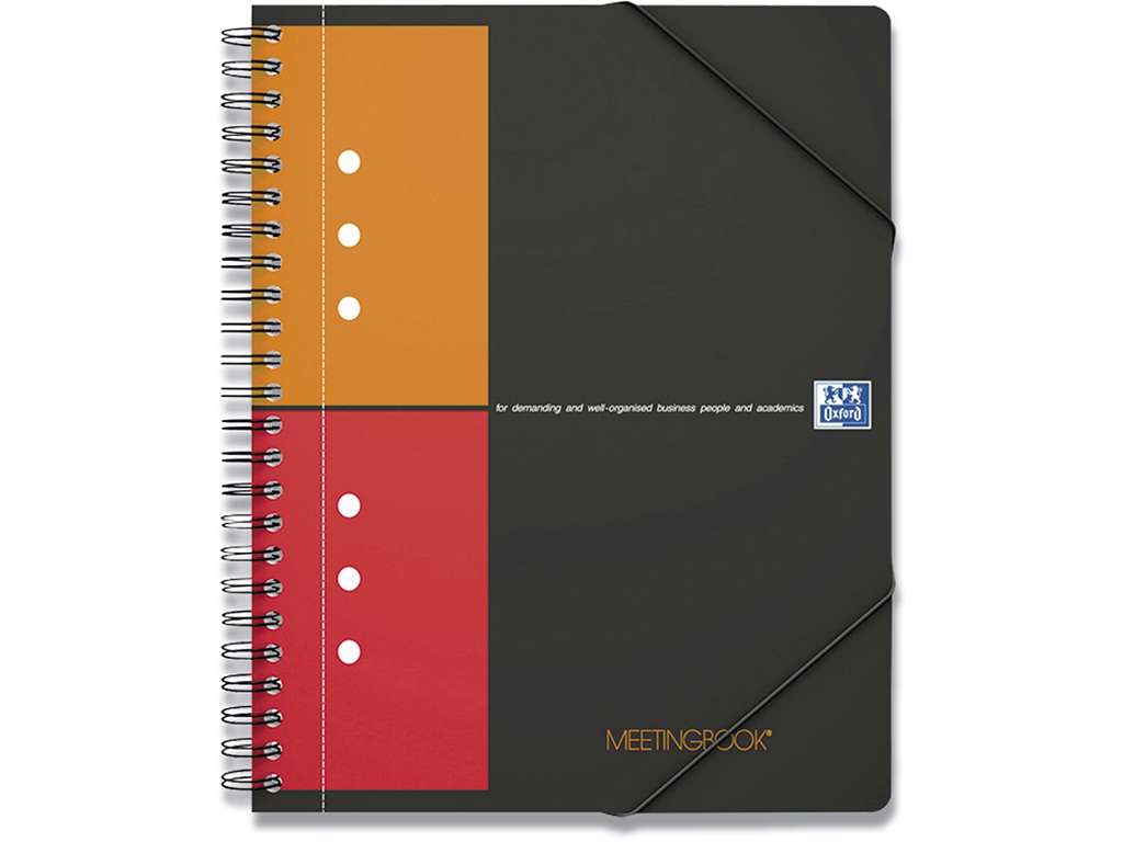 Notesblok, A5+, Kvadreret, Sort-rød-orange, Oxford International MeetingBook Scribzee