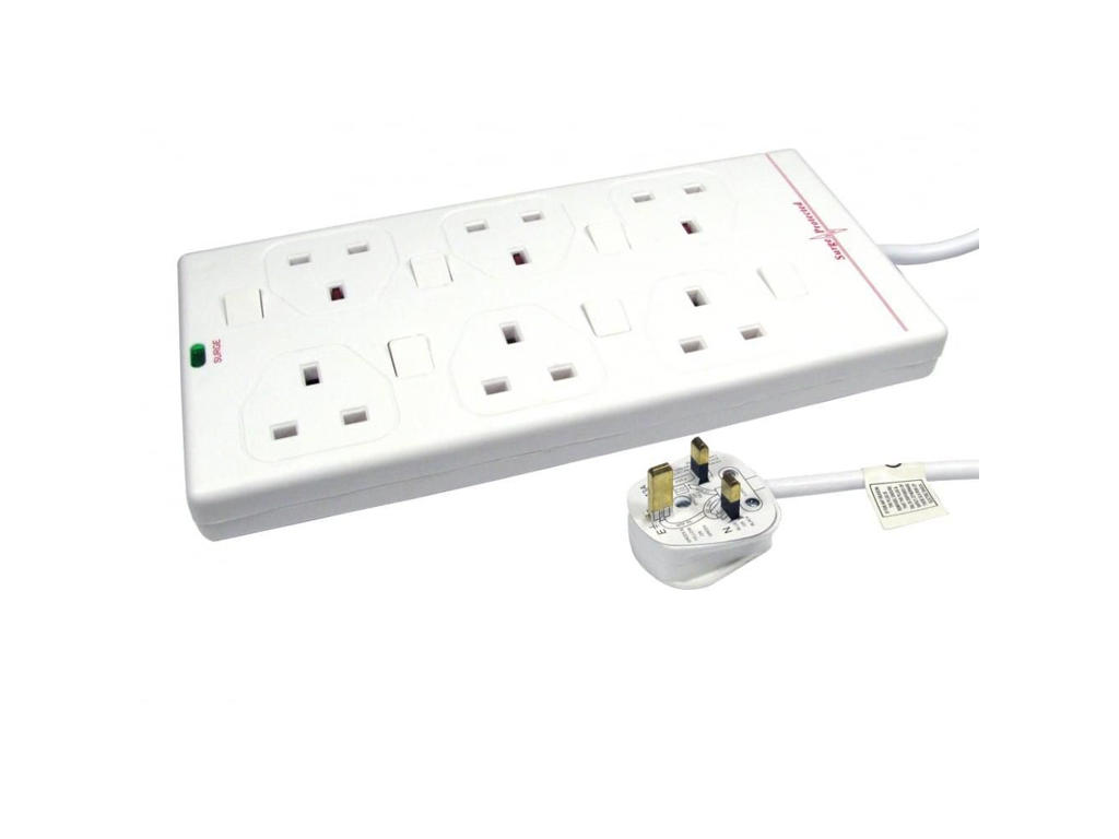 Microconnect GRU006WUK-SWITCH stikdåse 2 m 6 AC stikkontakt(er) Hvid